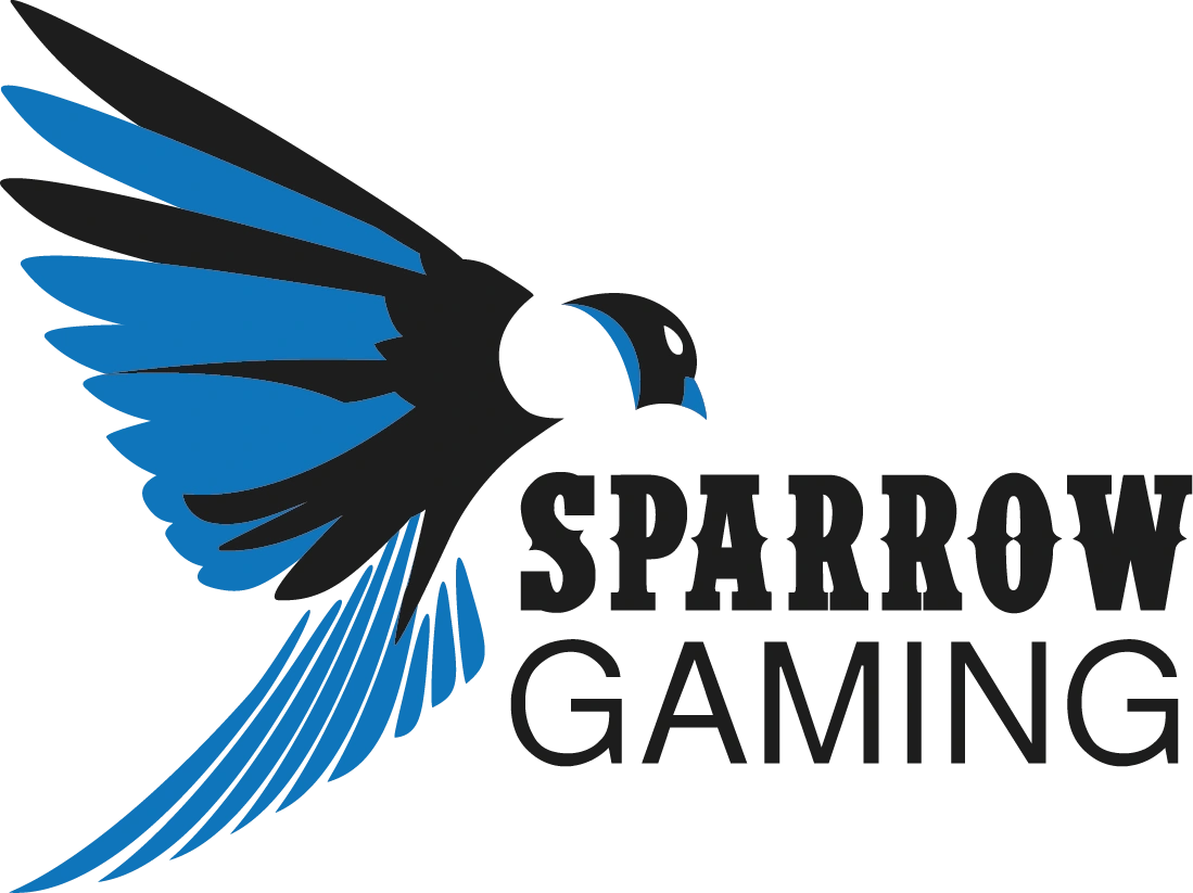 A bird with the words sparro gaming written in it.