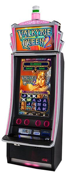 A slot machine with an image of the goddess athena.